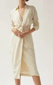 V-Neck Knot Front Midi Dress