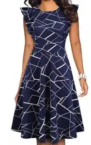Vintage Ruffle Flared A Line Swing Dress