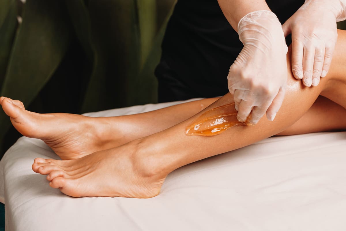 Waxing legs for hair removal