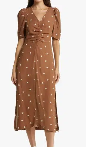 Addax Polka Dot Puff Sleeve Dress