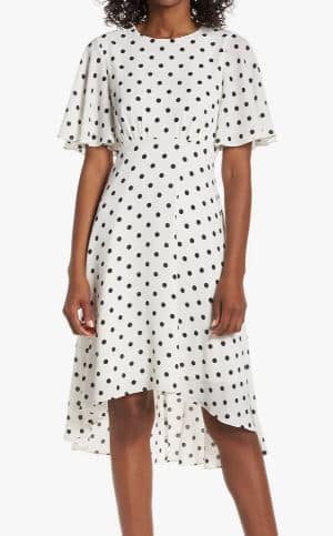 Dot High/Low Fit & Flare Dress