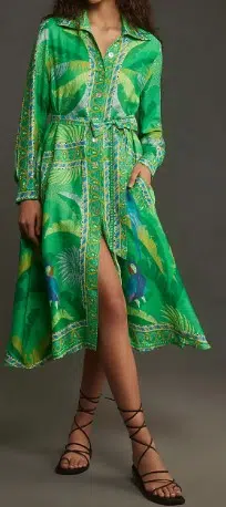 Farm Rio Macaw Scarf Chemise Midi Dress, $285