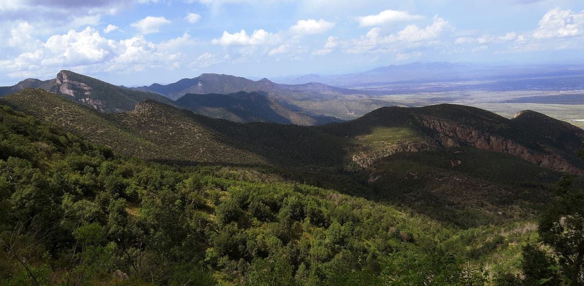 Huachuca Mountains can be seen on the left and Sierra Vista Arizona