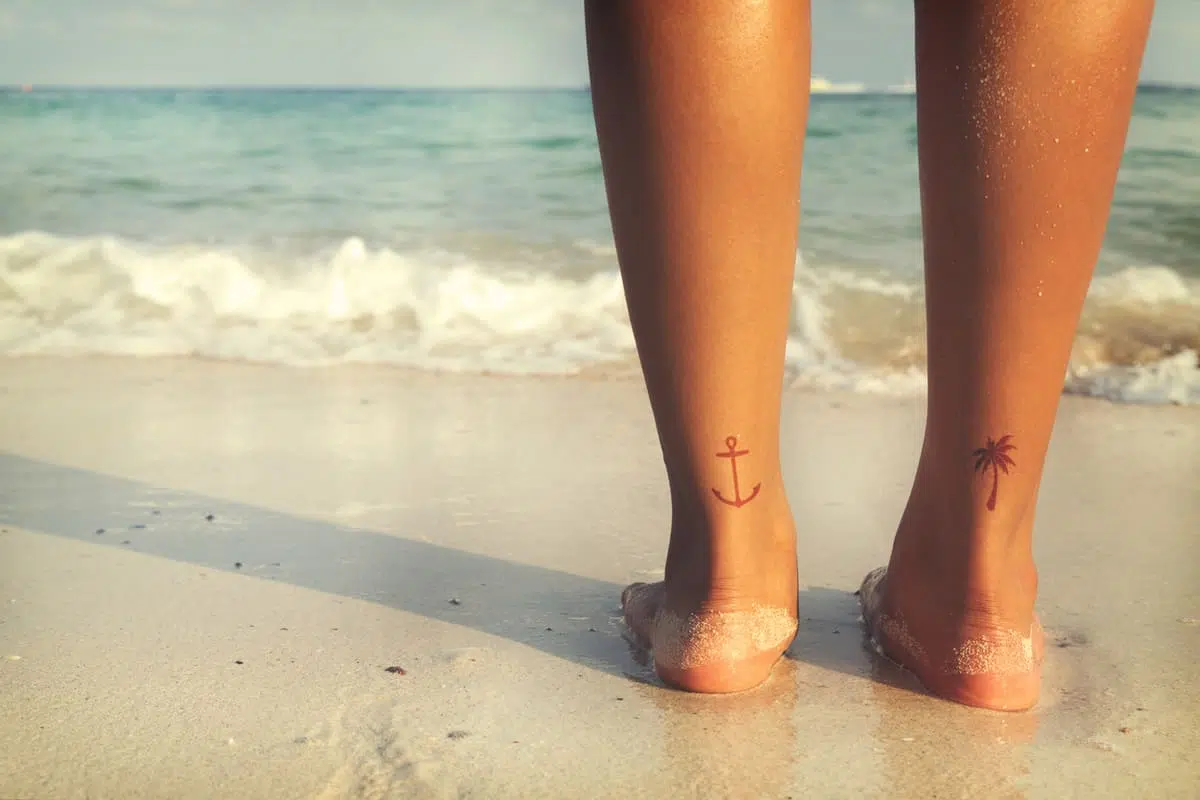 Minimalist tattoos on back of legs