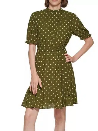 Polka Dot Mock Neck Dress