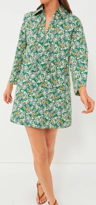 Tuckernuck Long Sleeve Green Carrington Collared Mini Dress (2 colors), $148