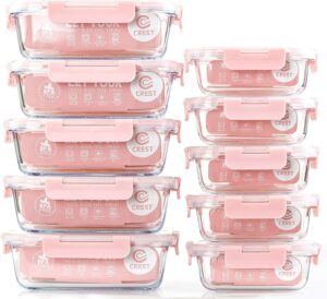 [10 Pack] Glass Meal Prep Containers, Food Storage Containers with Lids