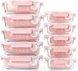 [10 Pack] Glass Meal Prep Containers, Food Storage Containers with Lids