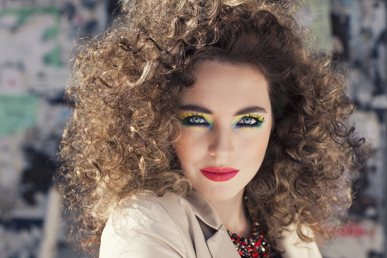 Girl with big 80s hair