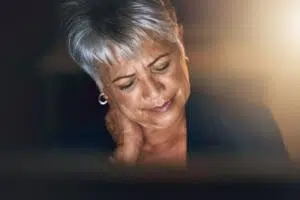 Older woman slouching