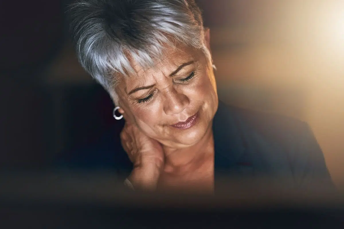 Older woman slouching
