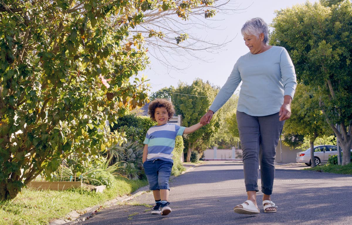 grandma walking with grandson