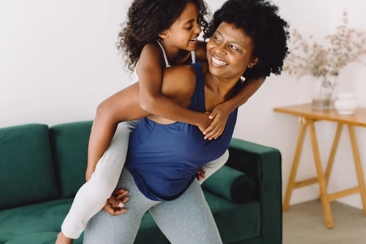 grandmother playing with granddaughter