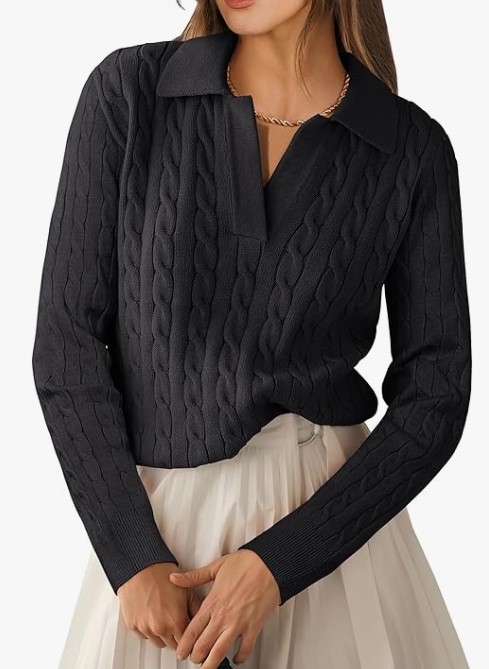 ANRABESS Cable Knit Sweaters Long Sleeve V Neck Sweater (21 colors), $24.99 (was $32.99)