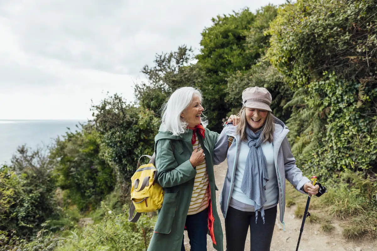 Friends walking or hiking together