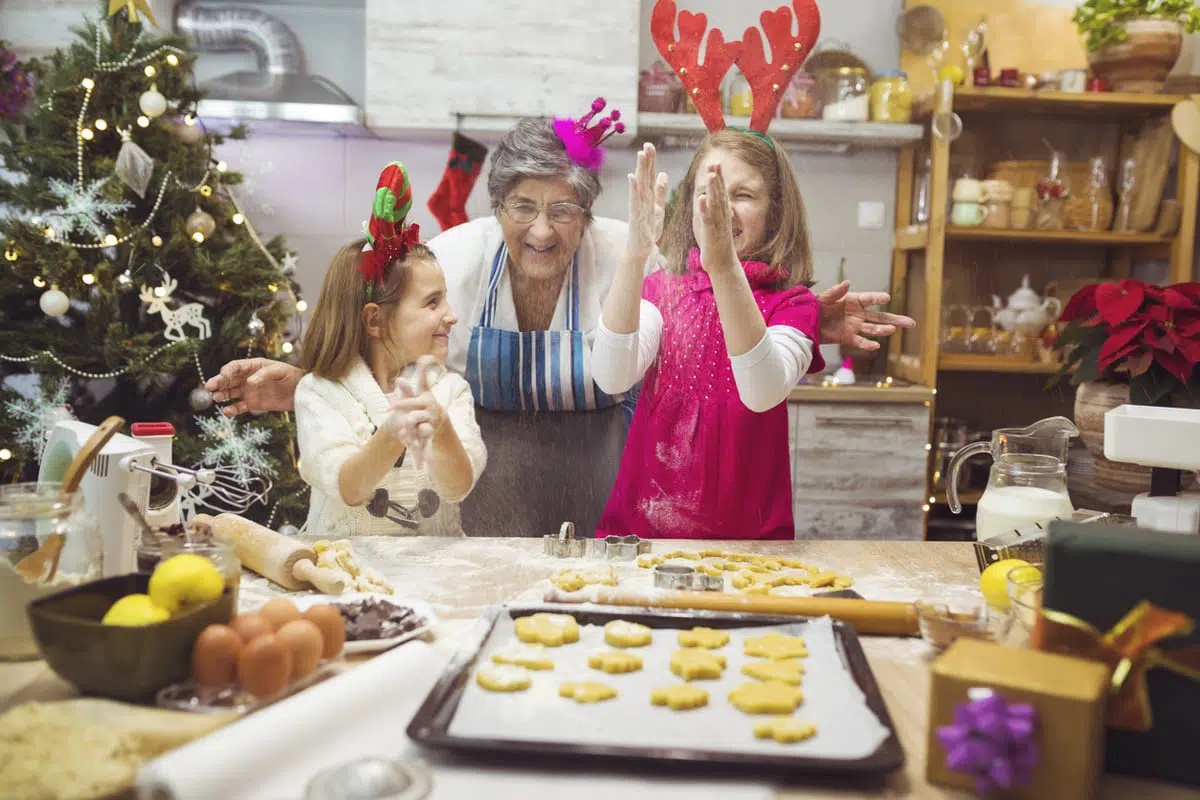 Grandma baking with grandkids