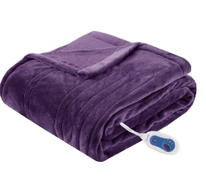 Heated Plush Purple Full Electric Throw Blanket