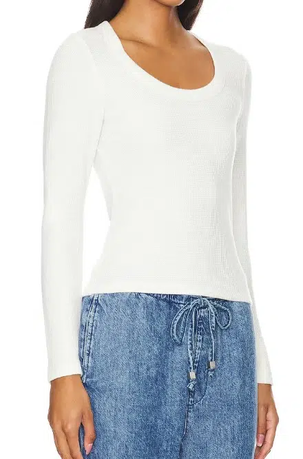 LNA Crown Waffle Scoop Long Sleeve Top, $88