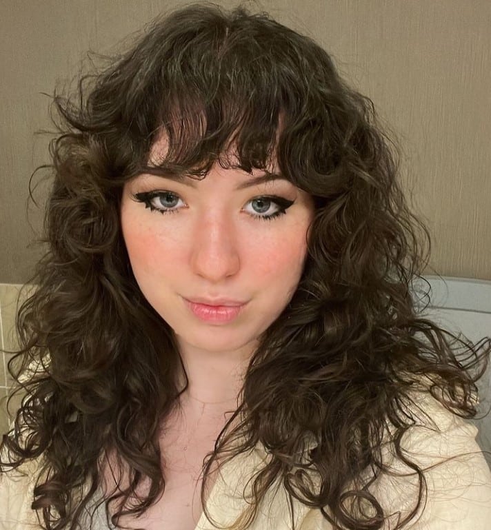 Mid-Length Curls with Bangs