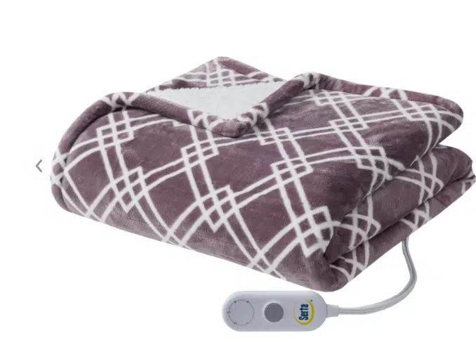 Serta® Printed Plush Heated Throw in Plum