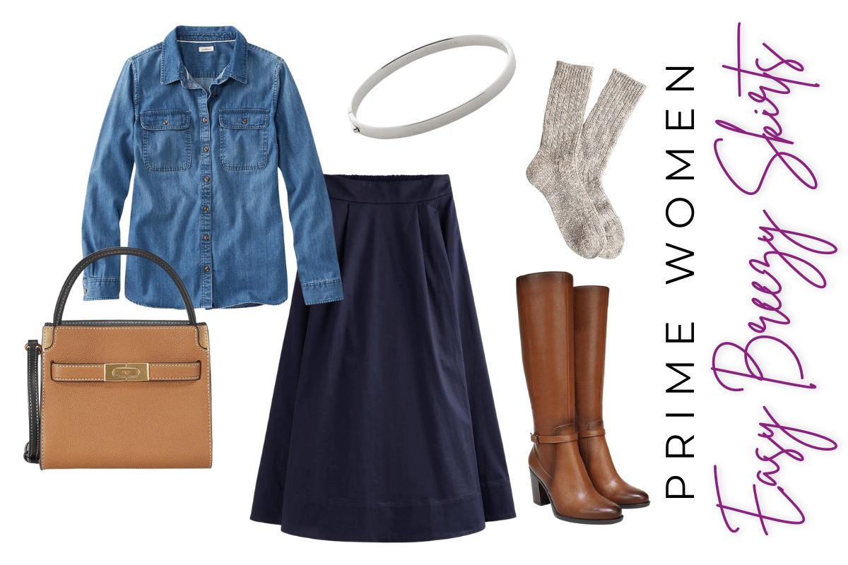 fall outfit blue skirt