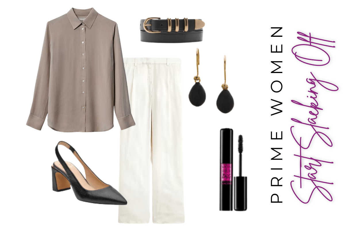 fall outfit white slacks