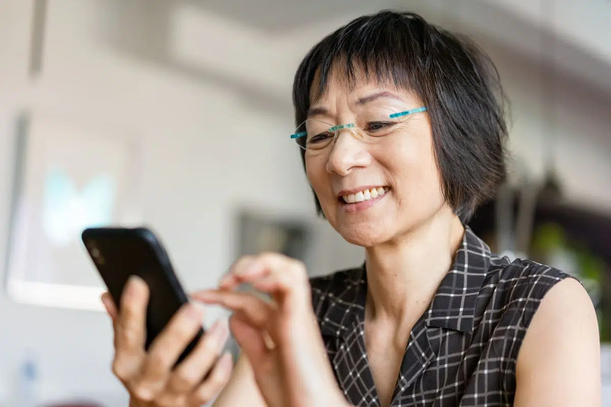 woman using an app