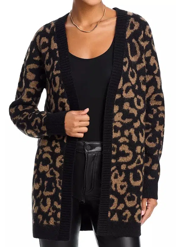 AQUA Leopard Open Front Cardigan, $88