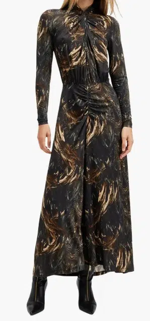 AllSaints Mina Printed Long Sleeve Slim Fit Maxi Dress $269