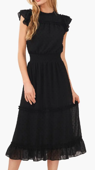 CeCe Clip Dot Flutter Sleeve Midi Dress (7 colors) $96.75