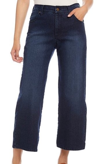 Cropped Mid Rise Wide Leg Stretch Jeans