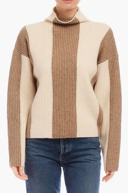 FIFTEEN Twenty Amerie Stripe Funnel Neck Rib Sweater, $185