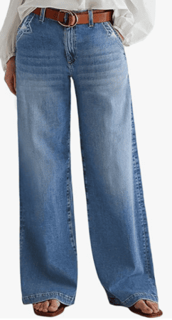 Flamingals Wide Leg Jeans for Women Mid Waist Baggy Stitch (28 colors) $49.99