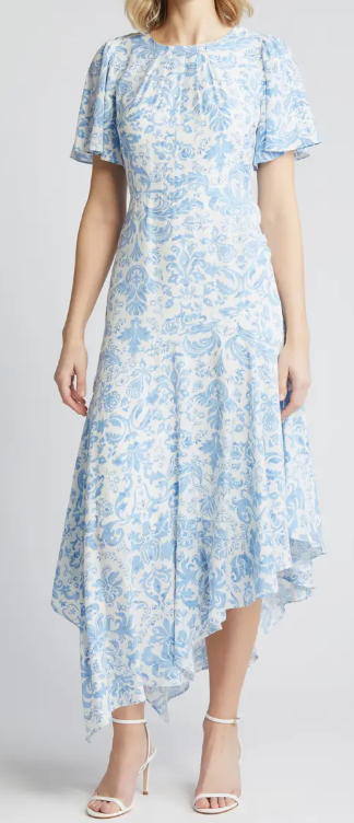 Zoe & Claire Paisley Asymmetric Hem Dress $98