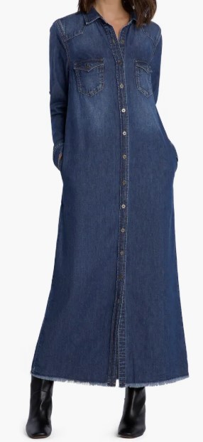 Wash Lab Denim Long Sleeve Denim Maxi Shirtdress (2 colors) $148