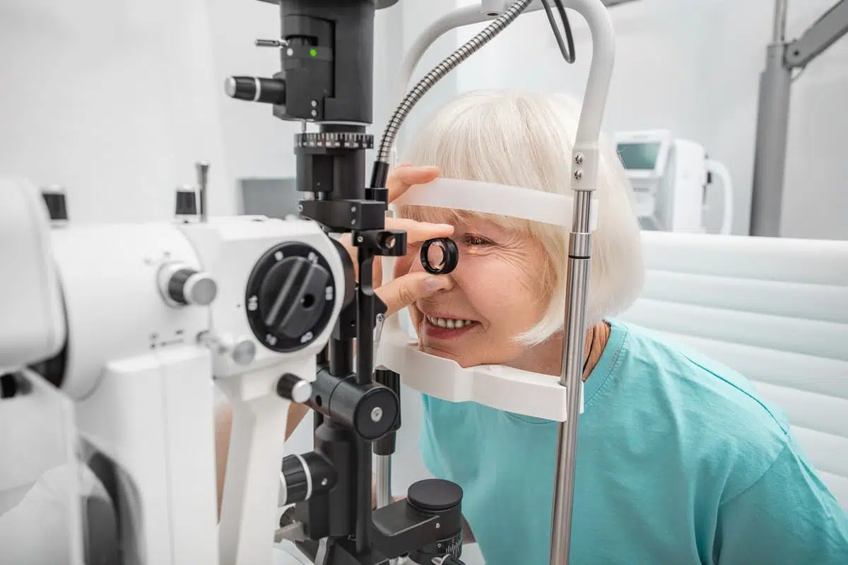 Woman getting an eye exam