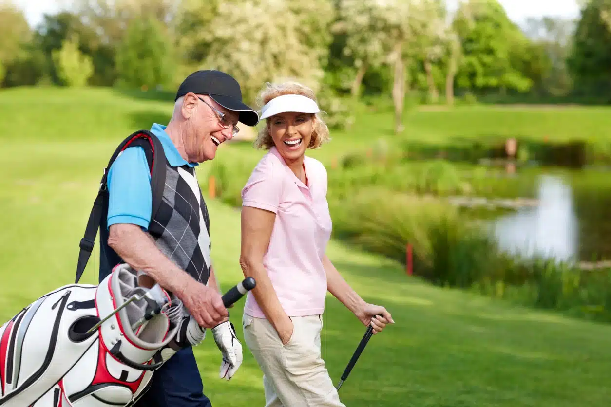 Couple golfing