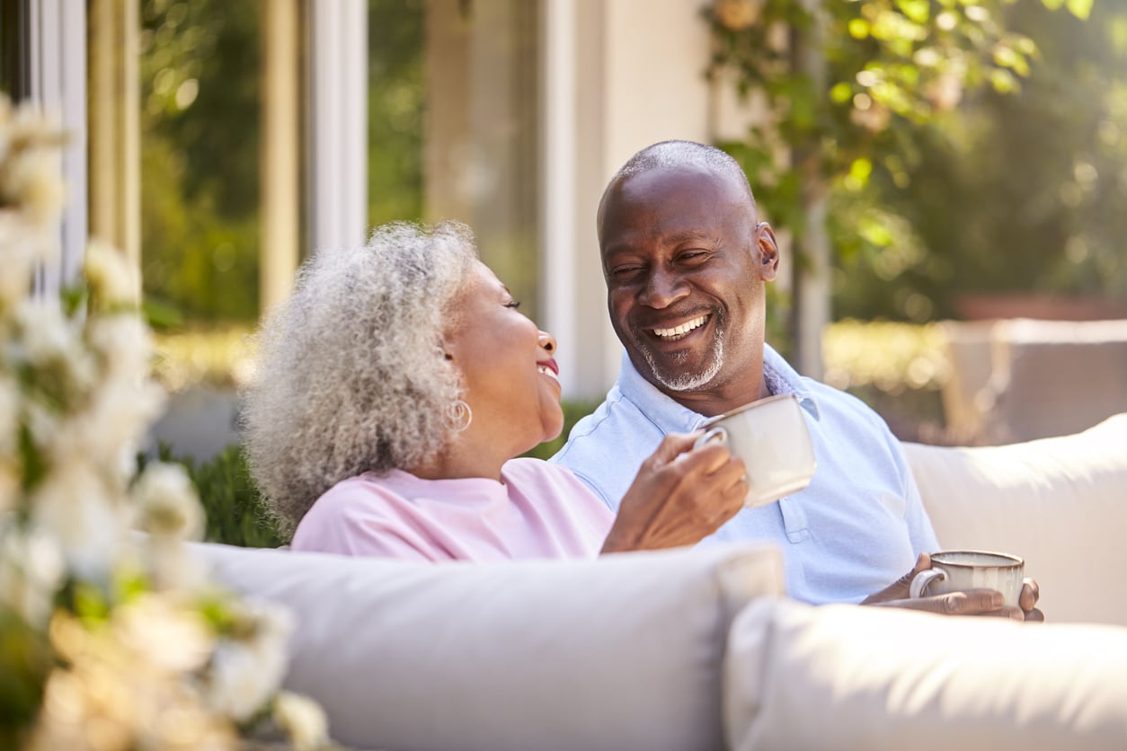 Retired couple on a couch