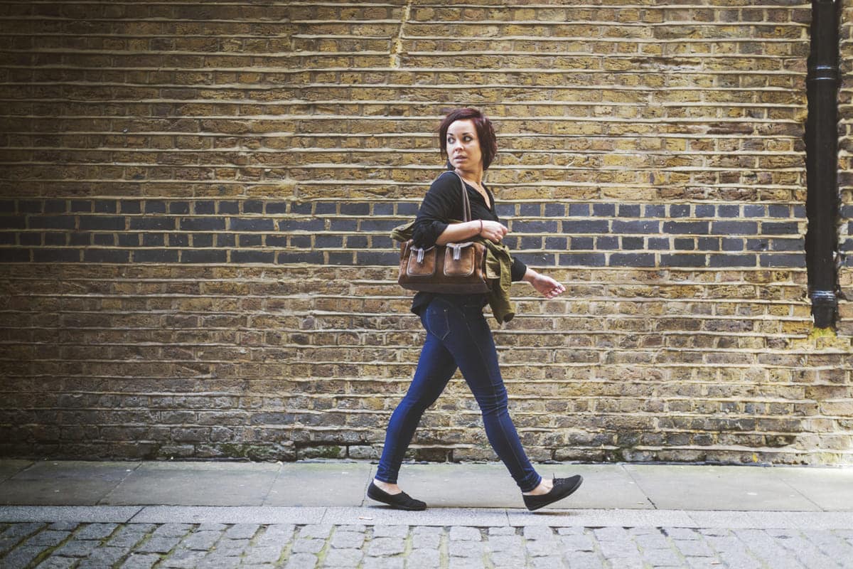 woman looking around