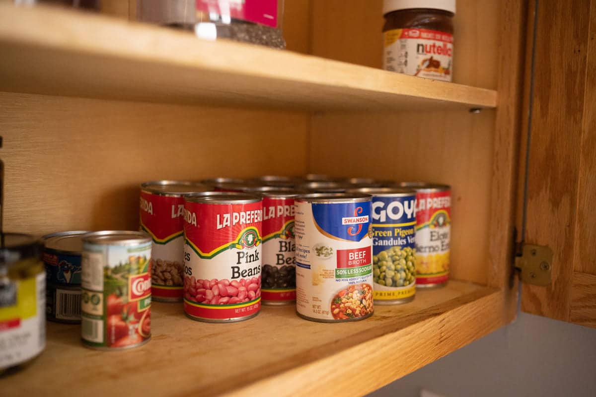 Canned food; pantry; food shelves