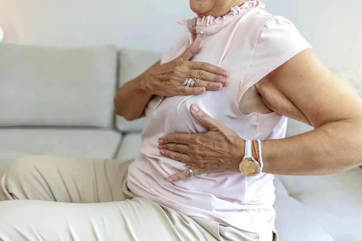 Sitting down self breast exam