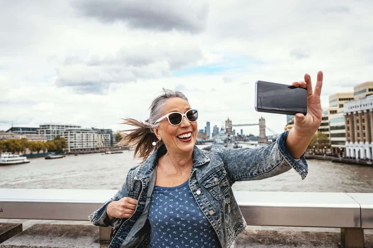 Woman taking a selfie traveling