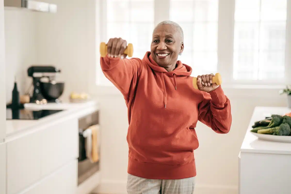 Woman working out with dumbbells