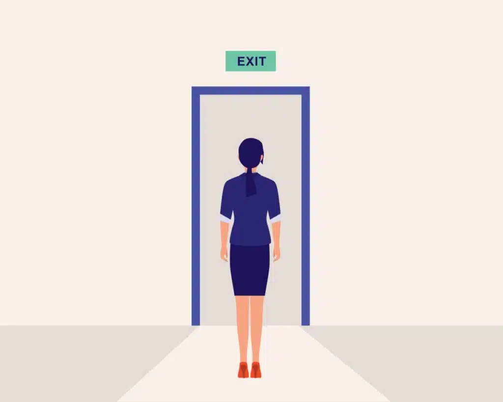 woman at the exit