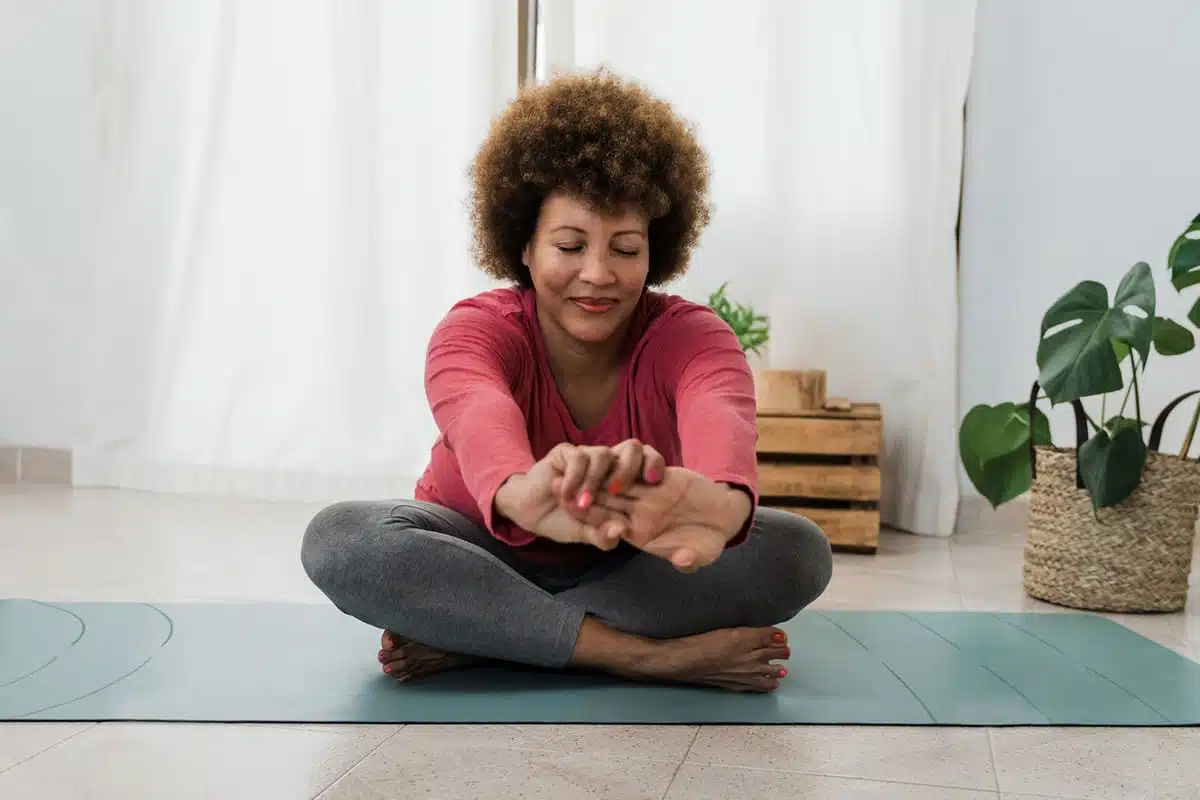 woman stretching hands in front