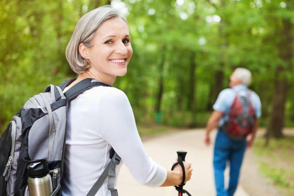 Woman hiking with her husband