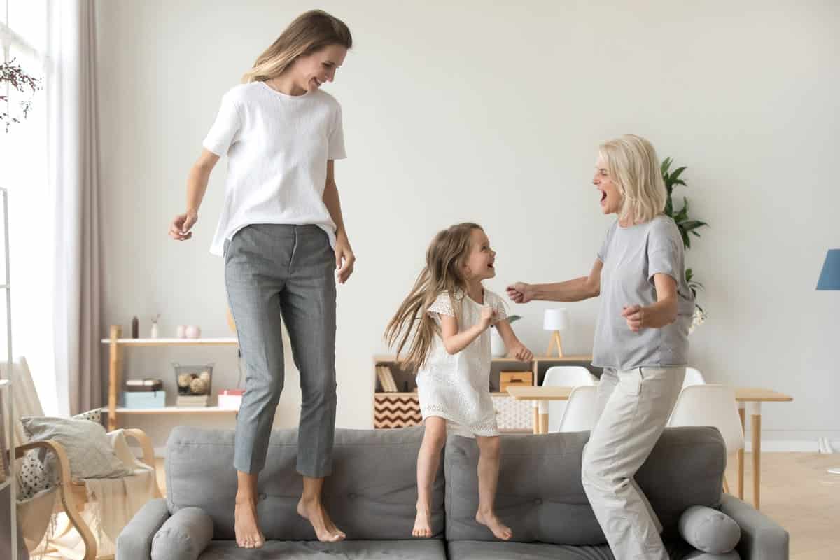 Grandma dancing with grandkids as a Vigorous Short Burst Activity