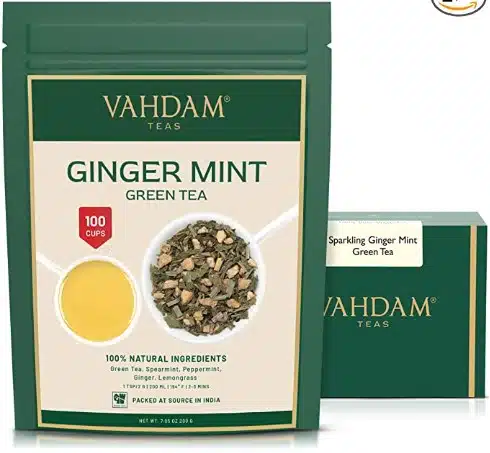 VAHDAM, Ginger + Mint Green Tea Loose Leaf