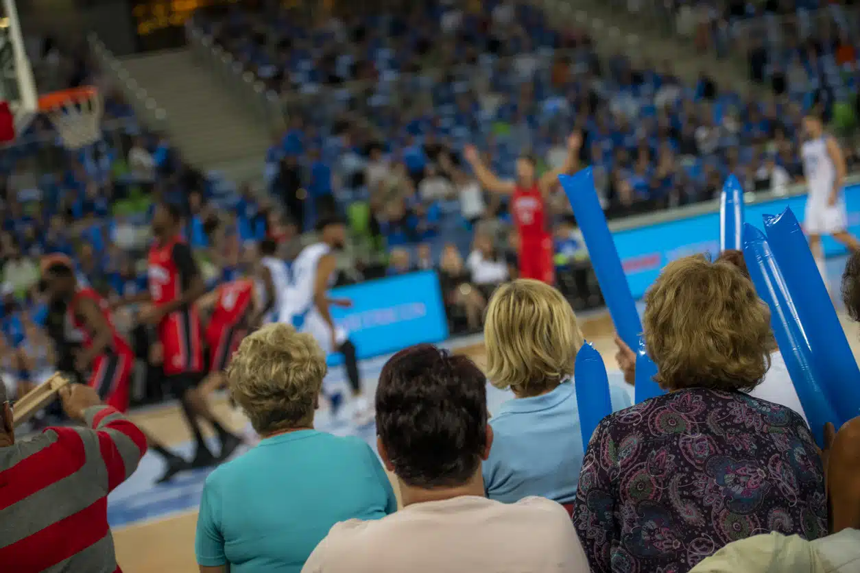 Cheering at a basketball game