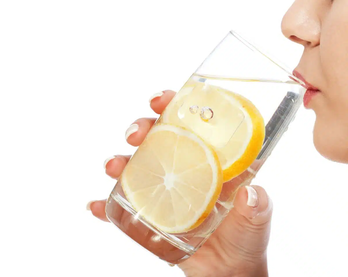 drinking lemon water